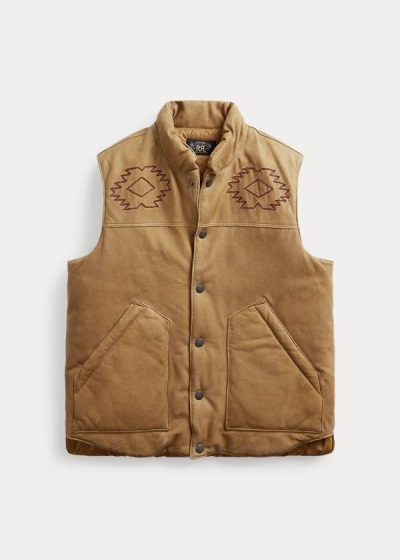 Men's Ralph Lauren Hand-Embroidered Leather Vests | 493706HKQ